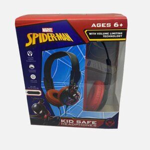 Marvel Spider-Man Kid Safe Headphones In Line Microphone 4ft Cable